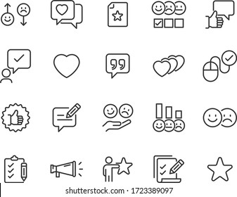 conjunto de iconos de retroalimentación, investigación, cliente, calificación, revisión
