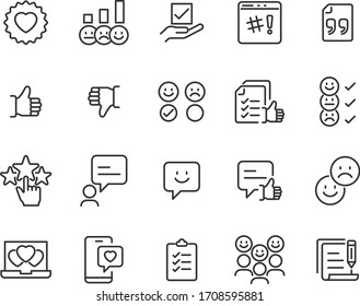 set of feedback icons, review, comment, customer, rating