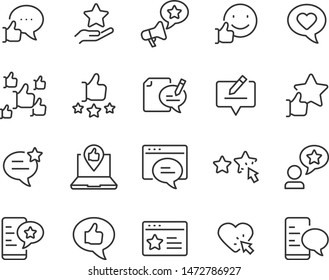 set of feedback icons, review, message, service, conversation, survey