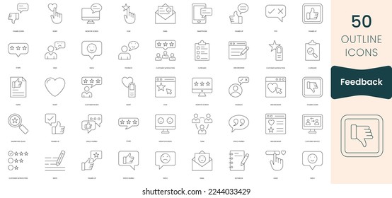 Set of feedback icons. Thin outline icons pack. Vector illustration