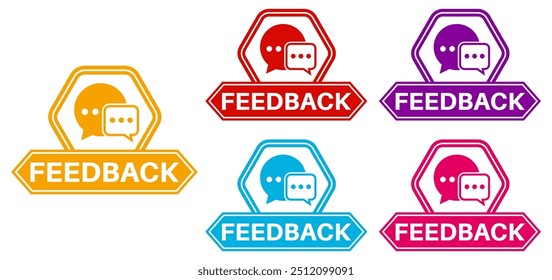 definir feedback ícone Rótulos. sinal de reação modelo adesivo design vetor ilustração