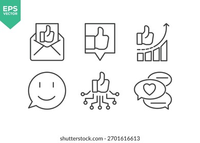 Set Of Feedback Line Icons. Set contains such icons as Feedback, Rating, Like, Dislike, Comment, and more.
