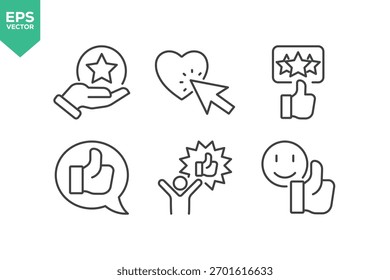 Conjunto De Iconos De Línea De Comentarios. El conjunto contiene íconos como Comentarios, Clasificación, Me gusta, No me gusta, Comentario y más.