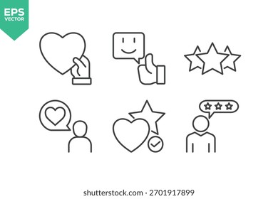 Conjunto De Iconos De Línea De Comentarios. El conjunto contiene íconos como Comentarios, Clasificación, Me gusta, No me gusta, Comentario y más.