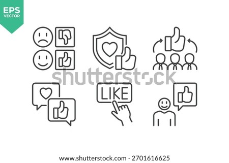 Set Of Feedback Line Icons. Set contains such icons as Feedback, Rating, Like, Dislike, Comment, and more.