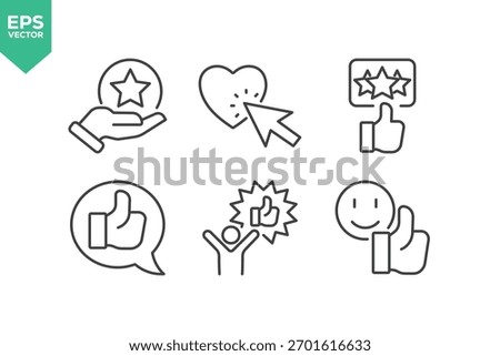 Set Of Feedback Line Icons. Set contains such icons as Feedback, Rating, Like, Dislike, Comment, and more.