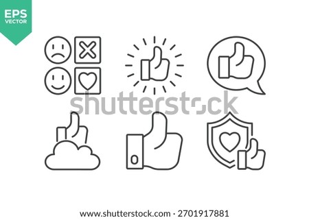 Set Of Feedback Line Icons. Set contains such icons as Feedback, Rating, Like, Dislike, Comment, and more.
