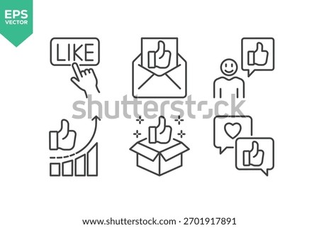 Set Of Feedback Line Icons. Set contains such icons as Feedback, Rating, Like, Dislike, Comment, and more.