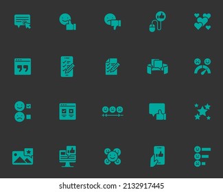 conjunto de iconos de línea de retroalimentación, experiencia del cliente, encuesta, marketing, testimonios