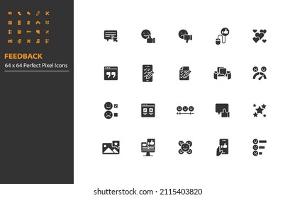 set of feedback line icons, review, testimonial, customer satisfaction