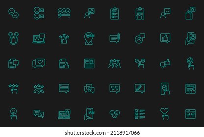 set of feedback line icons, review, testimonial, customer satisfaction