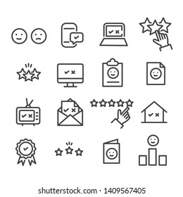 Set of feedback, review icons.  on white background