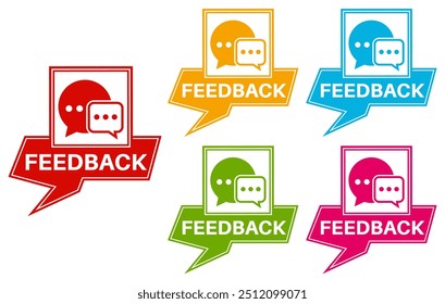 	
set feedback sign badge icon. evaluation sticker design labels template vector illustration