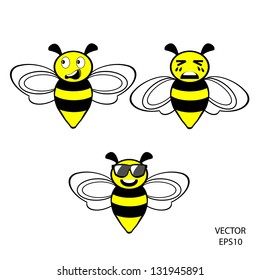 set of feeling on small face of baby bee , bee icon,bee drawing,bee outline,vector