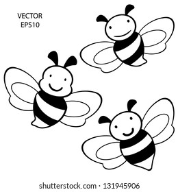 set of feeling on small face of baby bee , bee icon,bee drawing,bee outline,vector