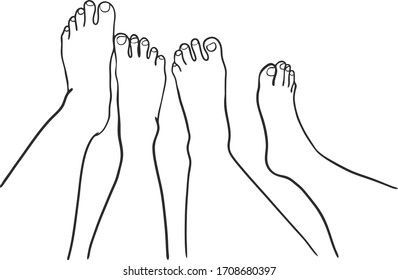 Set of feet on white background.