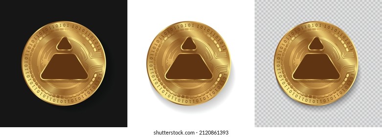 Set of Fei USD (FEI) crypto currency logo symbol vector isolated on white, dark and transparent background. Can be used as golden coin sticker, icon, label, badge, print design and emblem