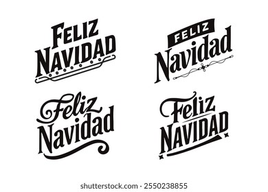  Set von Feliz Navidad Kalligrafiedesigns.