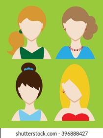 Set of female avatar or pictogram for social networks. Modern flat colorful style. Vector illustration