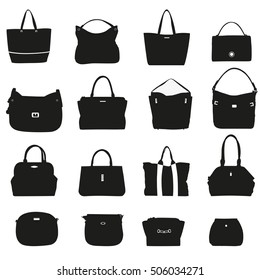 Set of female bags on a white background