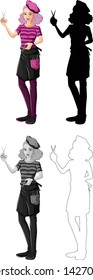 Set of female barber character illustration