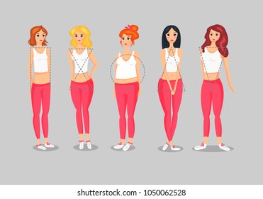 Set of Female Body Shape Types.