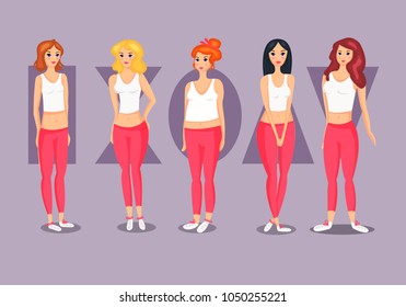 Set of Female Body Shape Types.