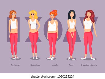 Set of Female Body Shape Types.