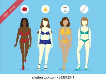 Set of female body shape Types,vector illustrations