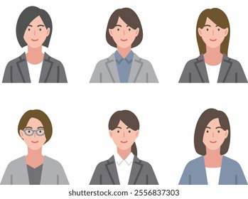 Set of female business people with positive expressions