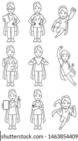 Set with female cartoon medical nurse in different poses.