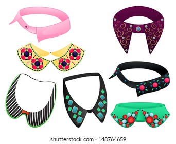 Set of female collars isolated on white background