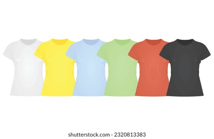 Set of female colorful t shirts. vector