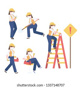 set of female construction workers