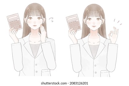 Set of female doctors holding calculators.