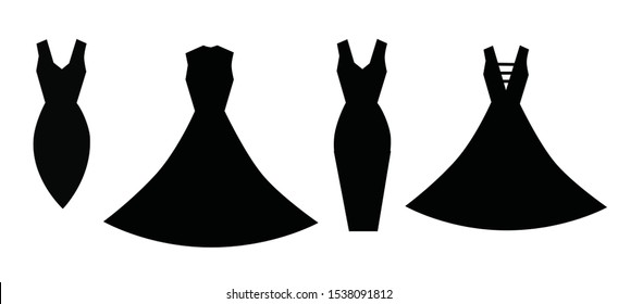 Set of female evening dresses vector 