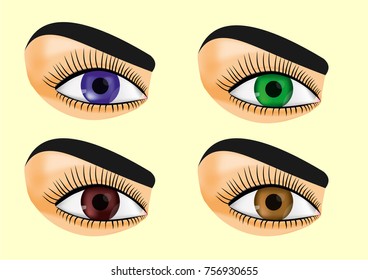 Set of female eyes