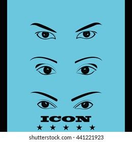 Set of female eyes and brows.
