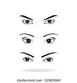 Set of female eyes and brows.