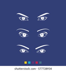 Set of female eyes and brows.