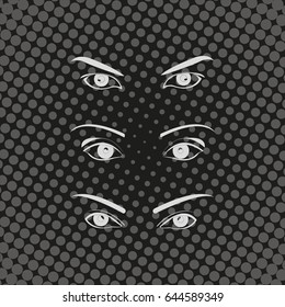 Set of female eyes and brows.