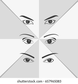 Set of female eyes and brows.