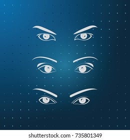 Set of female eyes and brows.