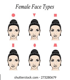 set of female faces of different shapes