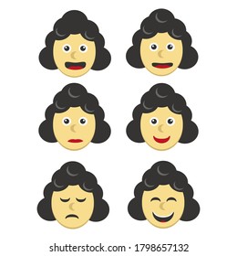 set of female facial characters with various expressions