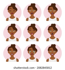 Set Of Female Facial Expressions