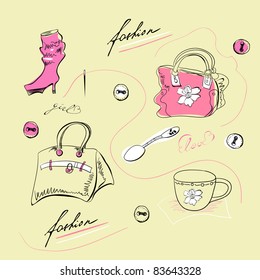 Set of female fashion accessories