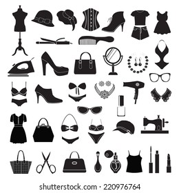 set of female fashion accessories Beauty icons