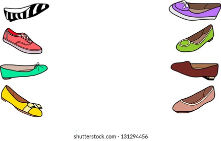 Set of female flat shoes