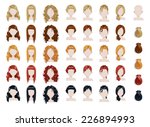 Set of female hair style sprites. Vector game design for app